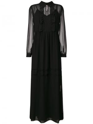 Длинное платье с кружевными вставками P.A.R.O.S.H.. Цвет: чёрный
