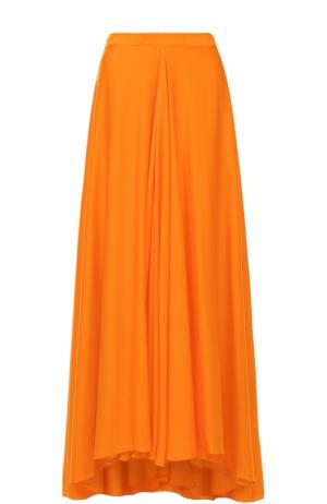 Шелковая юбка-макси асимметричного кроя Lanvin. Цвет: оранжевый
