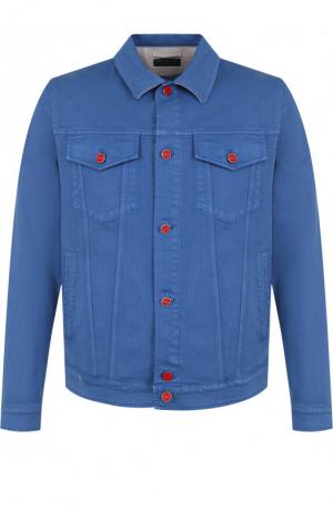 Джинсовая куртка с контрастными пуговицами Kiton. Цвет: синий