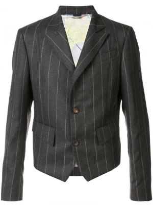 Укороченный пиджак в тонкую полоску Vivienne Westwood Man. Цвет: серый