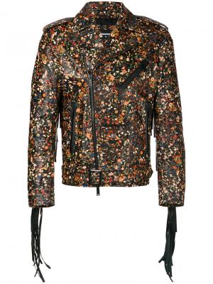 Байкерская куртка с мелким цветочным рисунком Dsquared2. Цвет: многоцветный