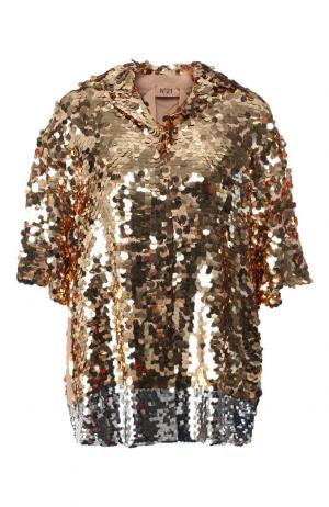 Блуза с коротким рукавом и пайетками No. 21. Цвет: золотой