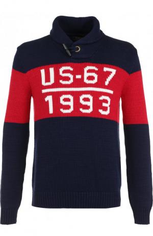 Хлопковый свитер с шалевым воротником Polo Ralph Lauren. Цвет: темно-синий