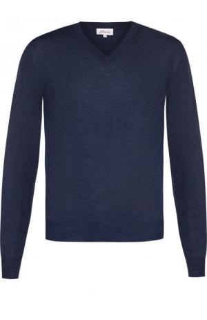 Пуловер из смеси шерсти и кашемира с шелком Brioni. Цвет: синий