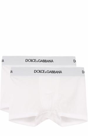 Комплект из двух боксеров с логотипом бренда Dolce & Gabbana. Цвет: белый