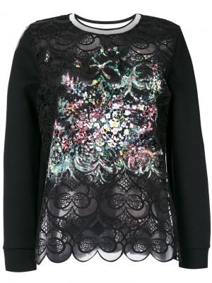 Блузка с открытой вышивкой Fendi. Цвет: чёрный