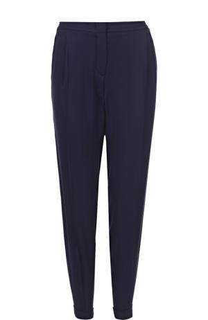Шелковые брюки прямого кроя с защипами и эластичным поясом Loro Piana. Цвет: синий
