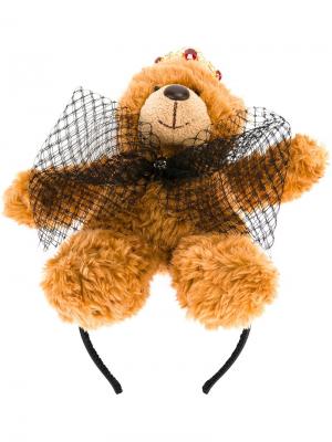 Ободок для волос с аппликацией плюшевого медведя Dolce & Gabbana. Цвет: коричневый