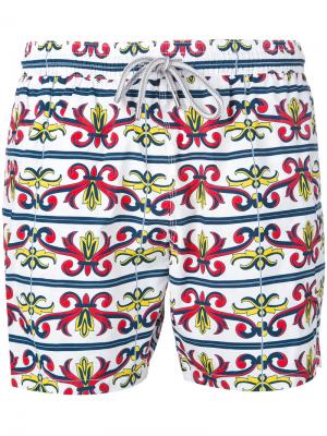 Пляжные шорты с принтом в стиле барокко Capricode. Цвет: белый