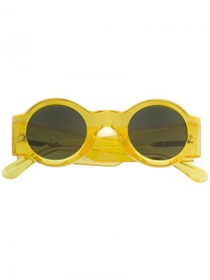 Солнцезащитные очки x Dries Van Noten в круглой оправе Linda Farrow. Цвет: жёлтый и оранжевый