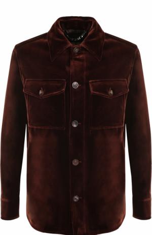 Куртка на пуговицах из смеси хлопка и шелка Brioni. Цвет: темно-коричневый
