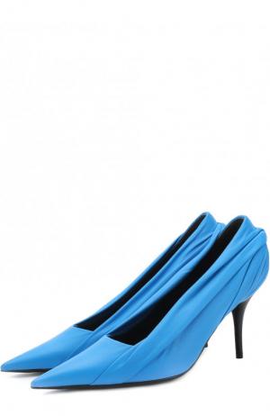 Кожаные туфли Knife на шпильке Balenciaga. Цвет: голубой