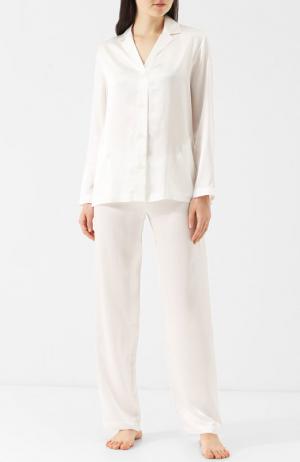 Однотонная шелковая пижама La Perla. Цвет: белый
