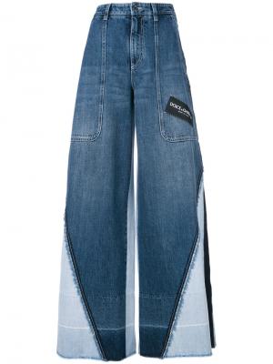 Широкие джинсы со вставками Dolce & Gabbana. Цвет: синий