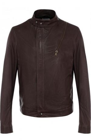 Кожаная куртка на молнии с воротником-стойкой Tomas Maier. Цвет: коричневый