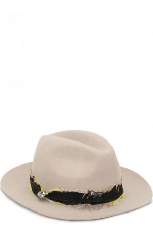 Шерстяная шляпа с отделкой пером Zadig&Voltaire. Цвет: бежевый