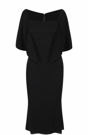 Приталенное платье-миди с укороченными широкими рукавами Dolce & Gabbana. Цвет: черный