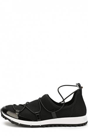 Комбинированные кроссовки Andrea на шнуровке Jimmy Choo. Цвет: черный
