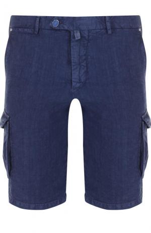 Льняные шорты с накладными карманами Kiton. Цвет: синий