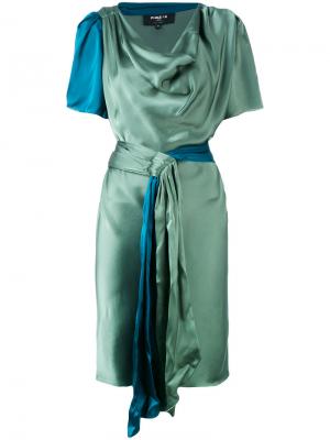Атласное платье с короткими рукавами Paule Ka. Цвет: зелёный