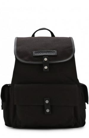 Текстильный рюкзак с клапаном и кожаной отделкой Dsquared2. Цвет: черный