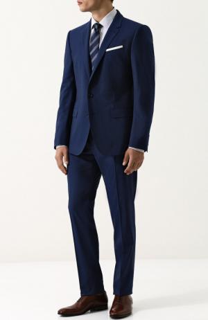 Шерстяной костюм с пиджаком на двух пуговицах Dolce & Gabbana. Цвет: синий