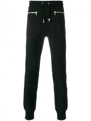 Байкерские спортивные брюки с молниями Balmain. Цвет: чёрный