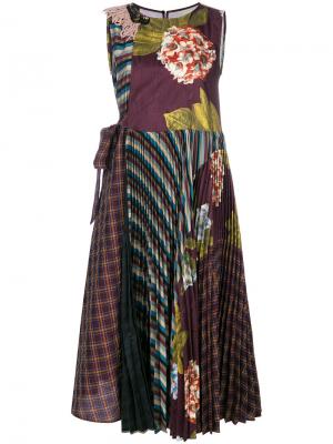 Плиссированное платье с контрастным принтом Antonio Marras. Цвет: многоцветный