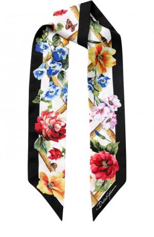 Шелковый шарф-бандо с цветочным принтом Dolce & Gabbana. Цвет: черно-белый