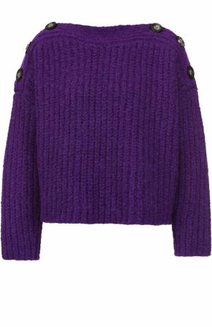 Шерстяной пуловер свободного кроя с вырезом-лодочка Isabel Marant. Цвет: фиолетовый