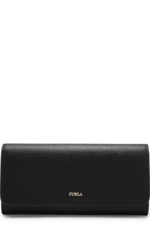 Кожаный кошелек с клапаном и логотипом бренда Furla. Цвет: черный