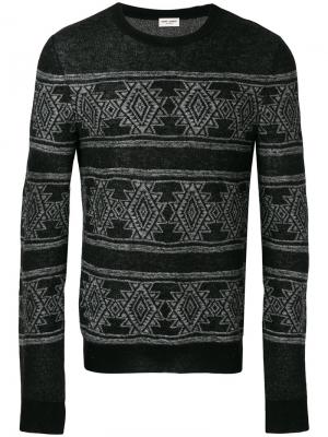 Жаккардовый приталенный свитер Saint Laurent. Цвет: чёрный