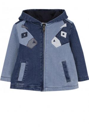 Джинсовая куртка на молнии с аппликацией и капюшоном Stella McCartney. Цвет: синий