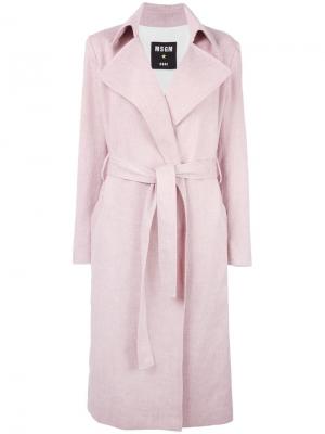 Пальто с поясом MSGM. Цвет: розовый и фиолетовый