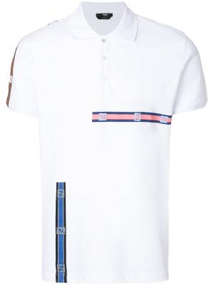 Рубашка-поло с заплаткой логотипом Fendi. Цвет: белый