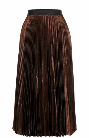 Плиссированная шелковая юбка с металлизированной отделкой Christopher Kane. Цвет: бронзовый