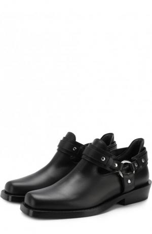 Кожаные ботинки с ремешками Paco Rabanne. Цвет: черный