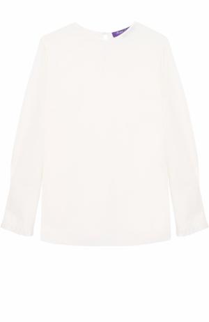 Шелковая блуза прямого кроя с круглым вырезом Ralph Lauren. Цвет: кремовый
