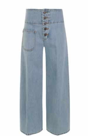 Расклешенные джинсы с потертостями и стрелками Marc Jacobs. Цвет: голубой