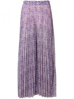 Плиссированная юбка макси с цветочным принтом Blumarine. Цвет: розовый и фиолетовый