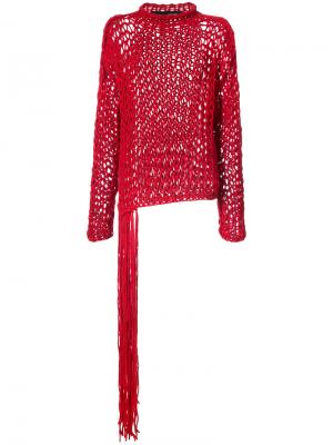 Вязаный свитер с бахромой Isabel Benenato. Цвет: красный