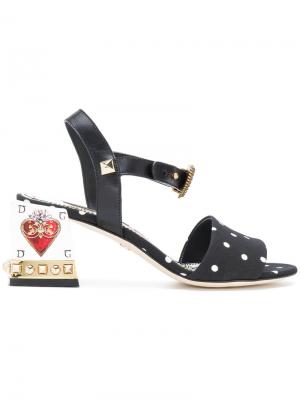 Босоножки с деталью в форме сердца Dolce & Gabbana. Цвет: чёрный