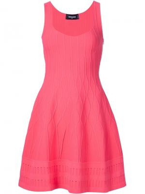 Трикотажное платье с расклешенной юбкой Dsquared2. Цвет: розовый и фиолетовый