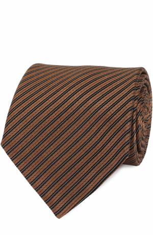Шелковый галстук в полоску Lanvin. Цвет: коричневый