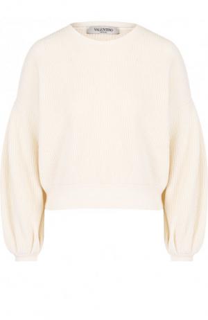 Однотонный пуловер из смеси шерсти и кашемира Valentino. Цвет: кремовый