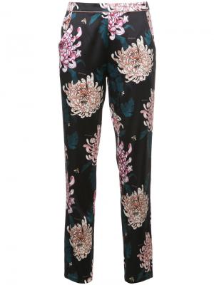 Прямые брюки с цветочным принтом Fleur Du Mal. Цвет: чёрный