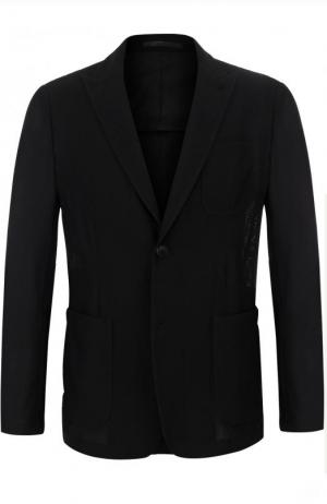 Однобортный пиджак с остроконечными лацканами Giorgio Armani. Цвет: черный