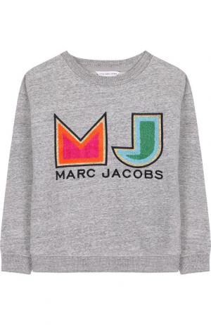 Хлопковый свитшот с аппликациями Marc Jacobs. Цвет: серый