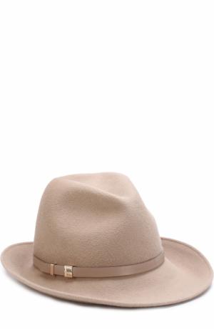 Фетровая шляпа с кожаным ремешком Inverni. Цвет: бежевый