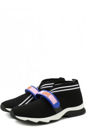 Текстильные кроссовки Rockocko с ремешком Fendi. Цвет: черный